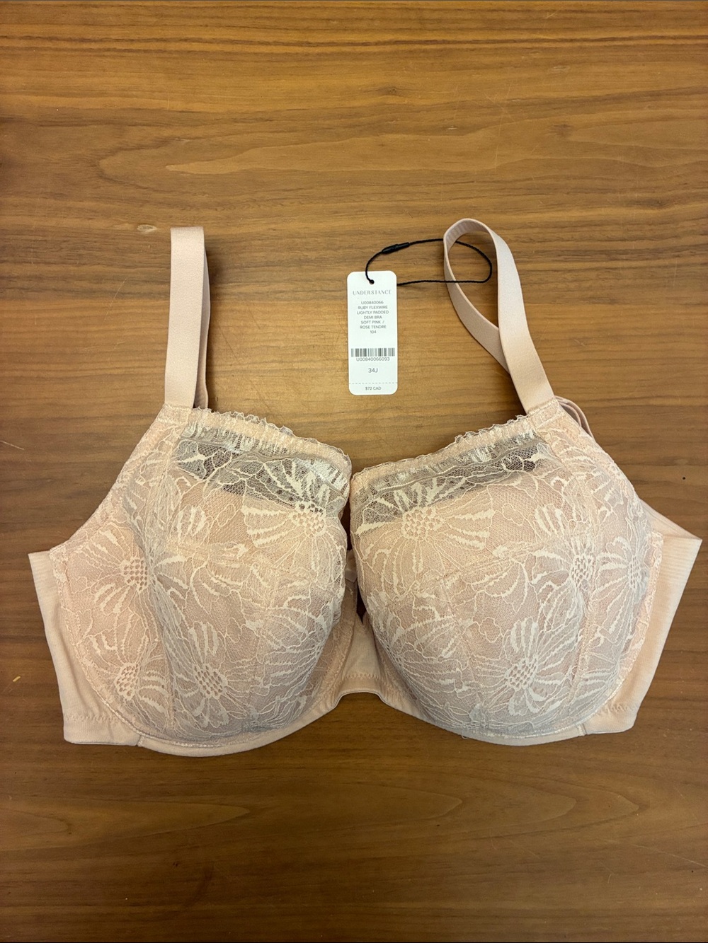 34J Understance Ruby Flexwire Lightly Padded Demi Bra in Soft Pink